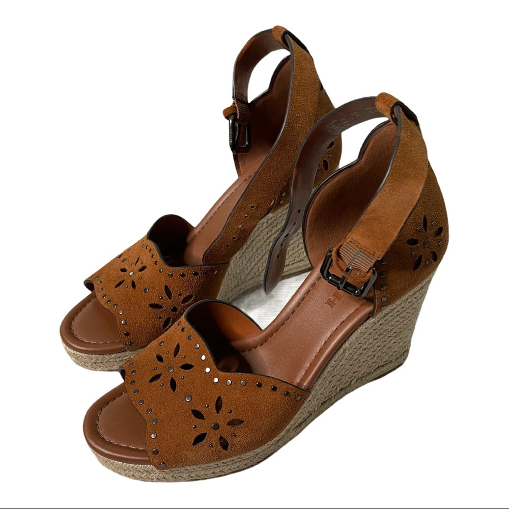 COACH Studded Suede Platform Wedge - 8